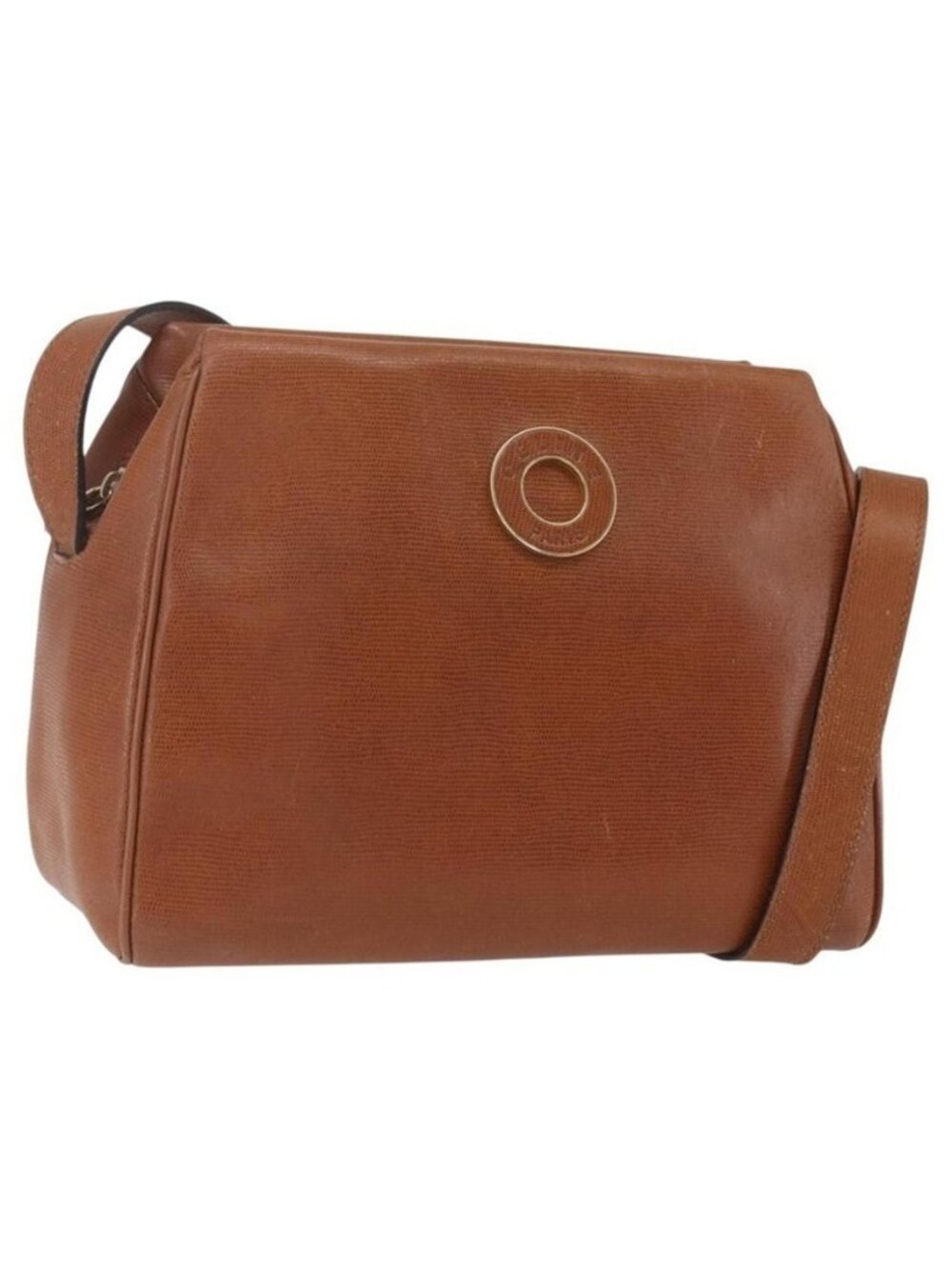 Authentic CELINE Circle Shoulder Bag Leather Brown Gold